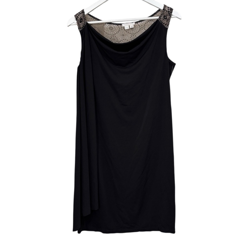 London Times Black Dress Draped Side Size Women's 10 NWT